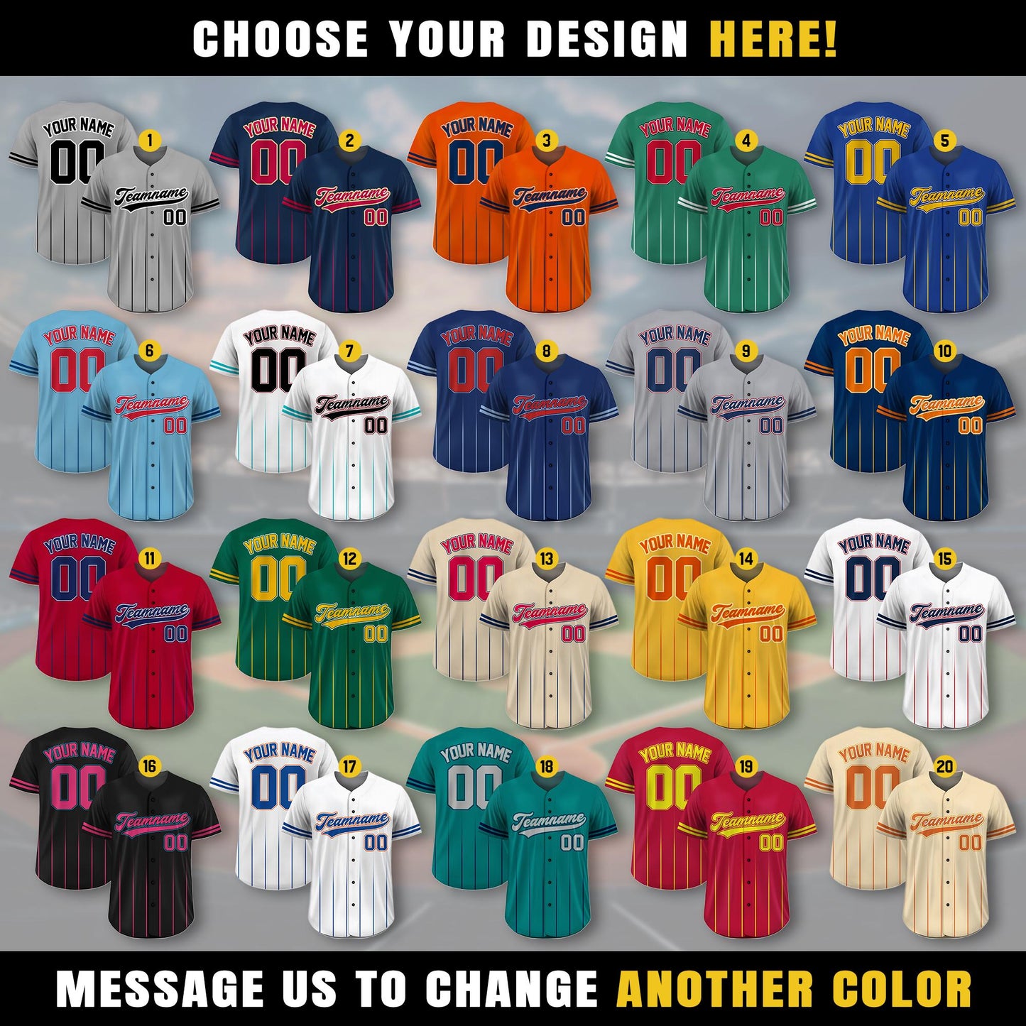 Custom Baseball Jersey with Team Name Number, Jersey Shirt for Men Women Youth Kid, Gifts for Baseball Fans Gradient Pinstripe Baseball Team