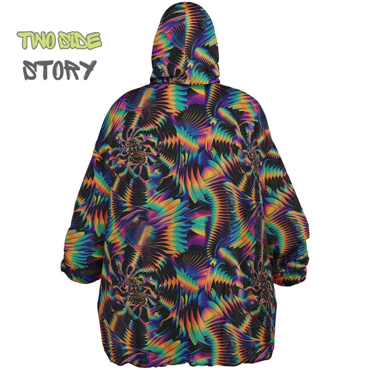 Psychedelic Spiral Trippy Print Reversible Snug Hoodie,Hooded Blanket with Sleeves,Lounge Wear, Novelty Birthday Christmas Gifts for Him Her