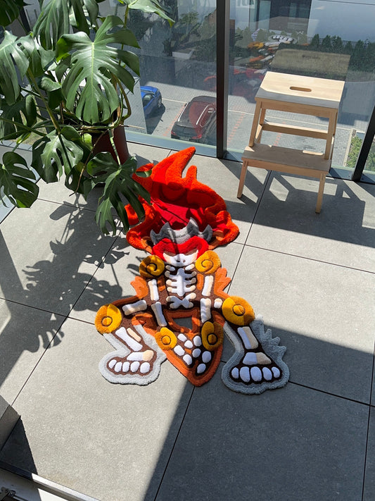 3D Skull Tufted Rug – Handmade Skeleton Rug Inspired by Pop Culture – Unique Home Decor & Gift for Gamers and Anime Fans