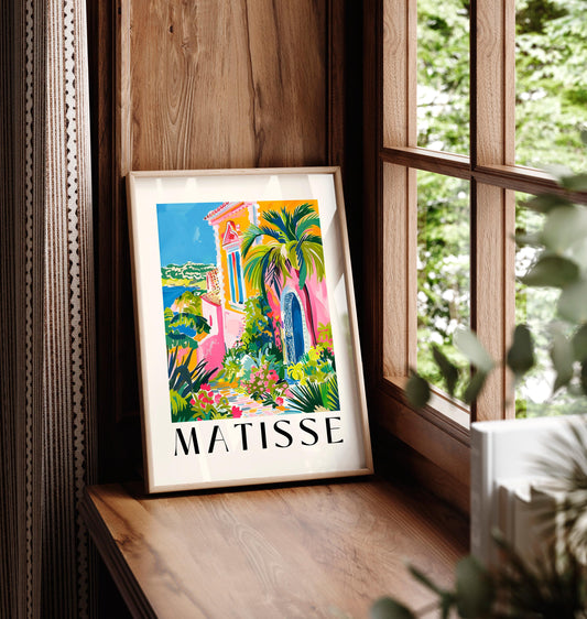 Matisse Print: Mediterranean Villa, Pink Beachy Wall Art
