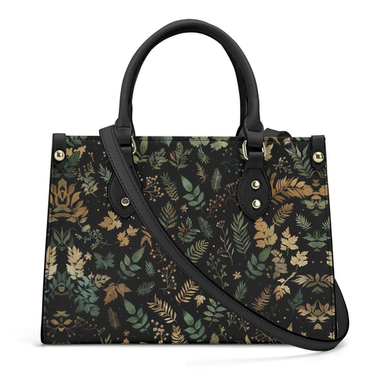 Autumn Fern Forest Handbag, Green Cottagecore witch Trendy Fashion Leather Handbag, Dark academia Vegan Leather Handbag Gift, Cute Purse