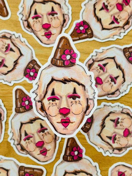 Pretty Clown Artist Decal | Waterproof Weatherproof | Sticker from Artist Drawings