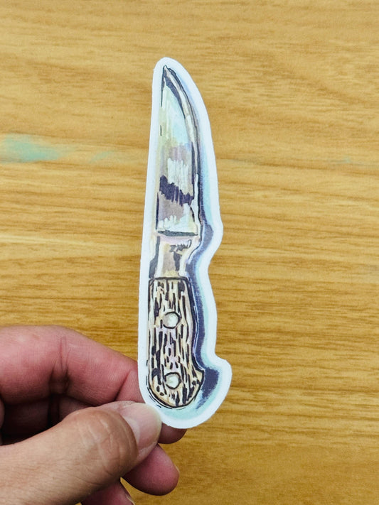 Wood Handled Knife Decal | Waterproof Weatherproof | Forest Foraging Sticker