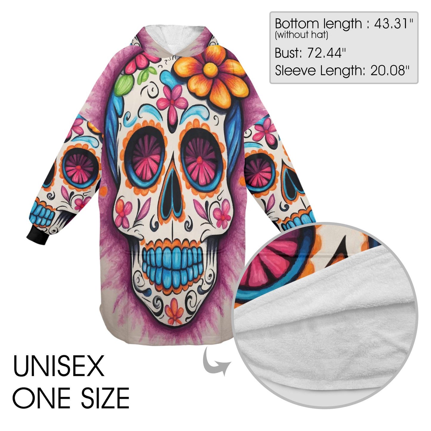 Sugar Skull Blanket Hoodie Día De Los Muertos Chicano Personalized Blanket