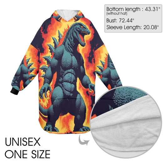 Godzilla Blanket Hoodie Retro Comics Kaiju Personalized Blanket