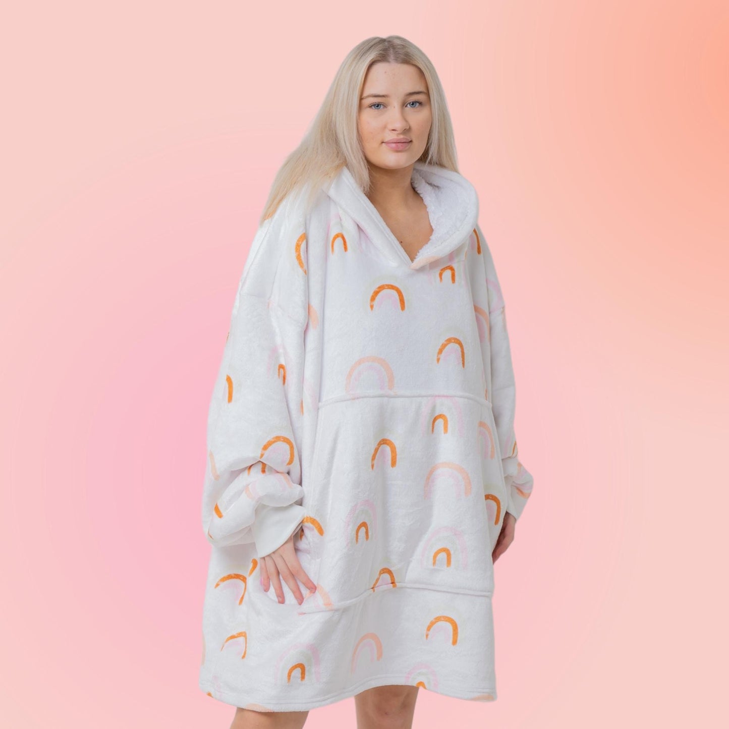 Rainbow Hoodie Blanket Oversized Thick Sherpa Hoodie Snugclub One Size