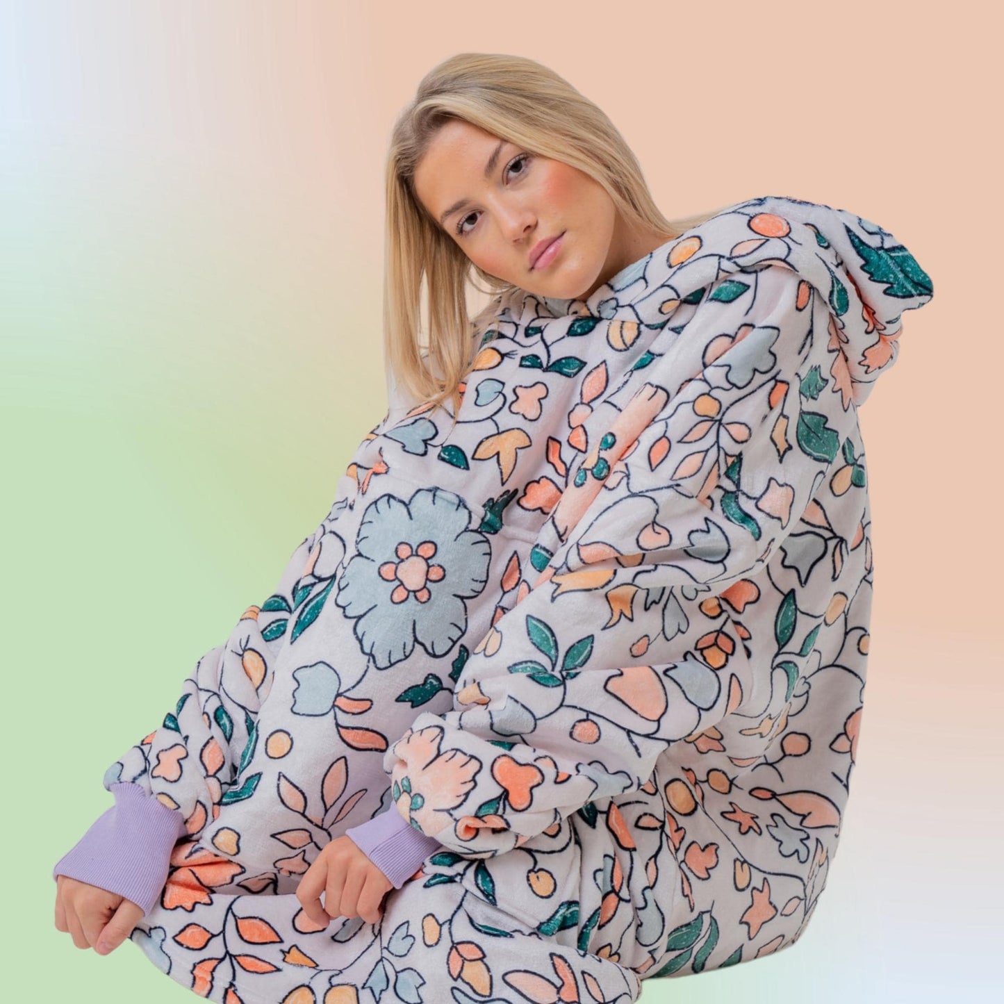 Flower Meadow Hoodie Blanket Oversized Thick Sherpa Hoodie Snugclub One Size