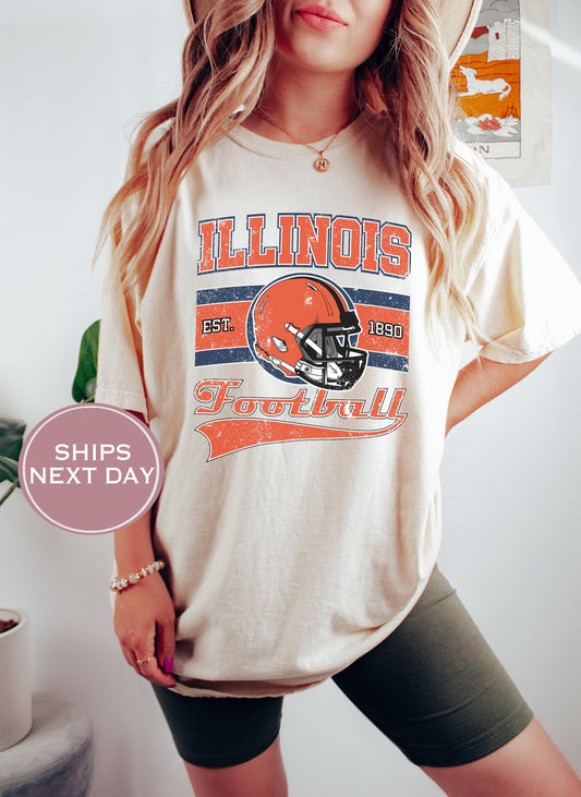 Retro Illinois Football Shirt, Vintage Illinois Football Shirt, Urbana-Champaign Women Shirt, College Football Shirt