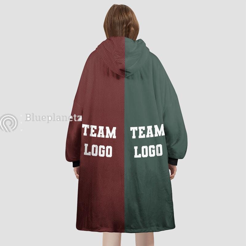 Custom Football Team Hoodies Blanket, Personalized Wearable Hoodies Blanket, Custom Team Name Oversized Blanket, Football Fan's Gift