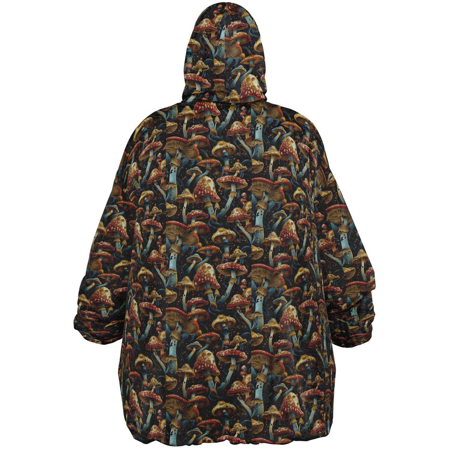 Psychedelic Trippy Magic Mushrooms Reversible Snug Hoodie, Pullover Hood Blanket Sleeves, Lounge Wear, Novelty Birthday Christmas Gifts