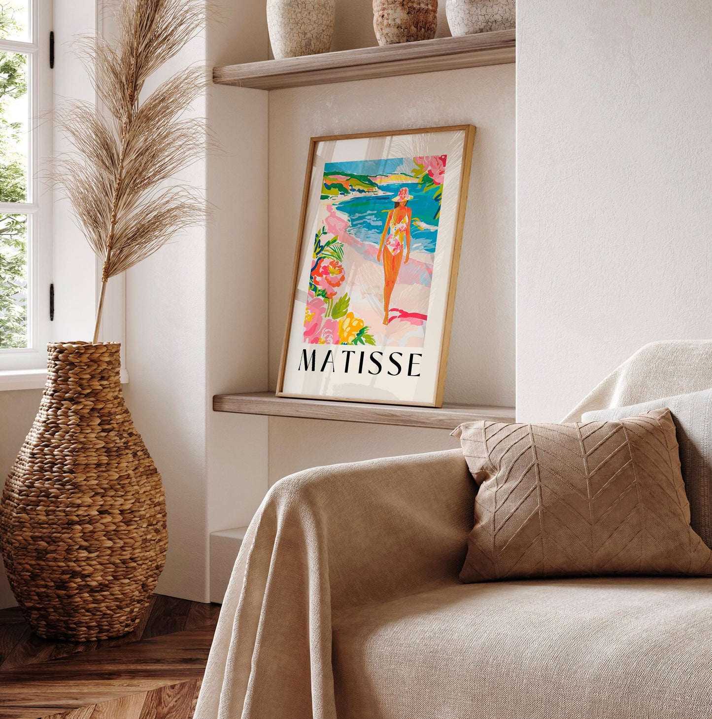 Henri Matisse Art Print: Woman on Beach, Pink Summer Decor