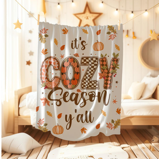 Cute Fall Throw Blanket, Cozy Season Throw Blanket, Fall Home Decor, Gift for Her, Fall Cozy Blanket, Cozy Season Blanket