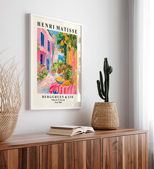 Mid century fruit market wall art, Henri Matisse print, Maximalist poster, Pink dopamine decor