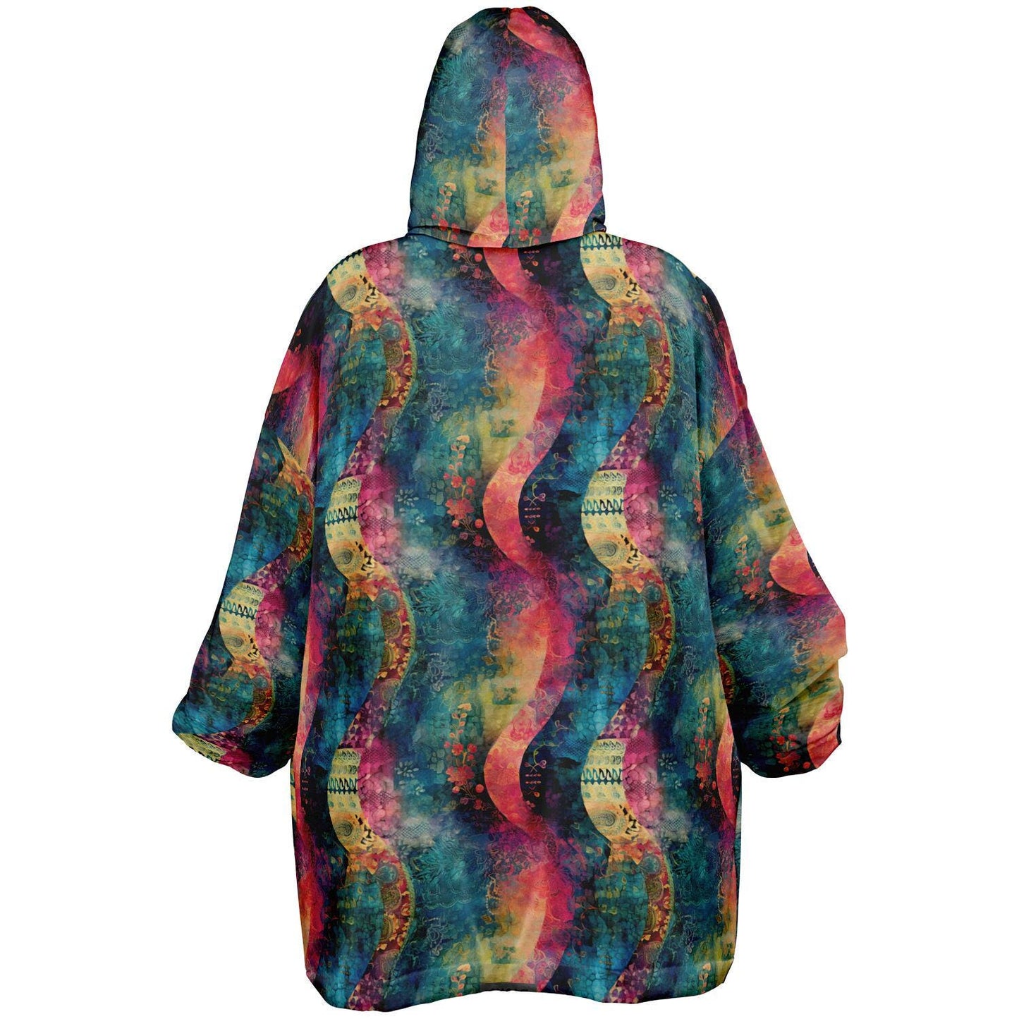 Unisex Psychedelic Rainbow All Over Print Snug Hoodie,Printed Hooded Blanket,Blanket Sleeves,Lounge Wear,Unique,Novelty Gifts,Christmas Gift