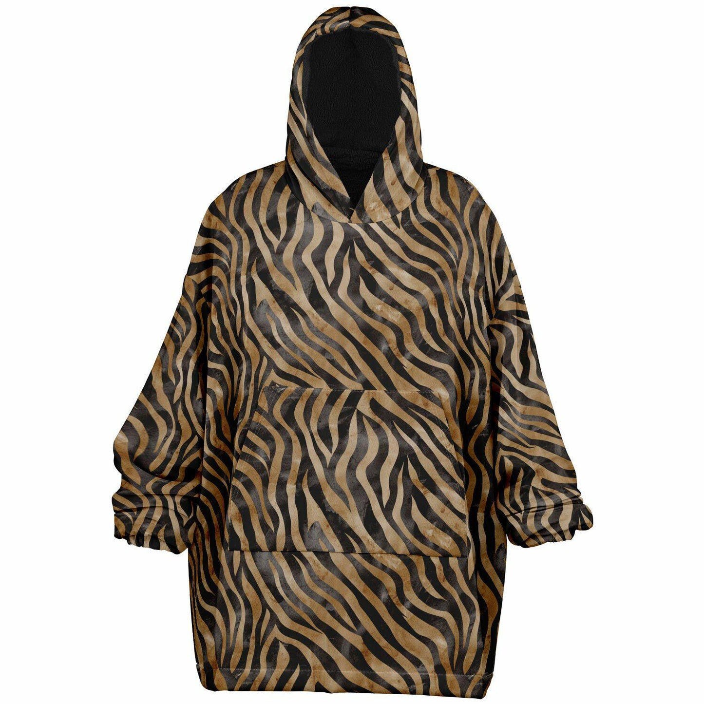 Unisex Cute y2k Brown Zebra Print Snug Hoodie,Printed Hooded Blanket with Sleeves,Lounge Wear,All Over Print Hoodie, Birthday Christmas Gift