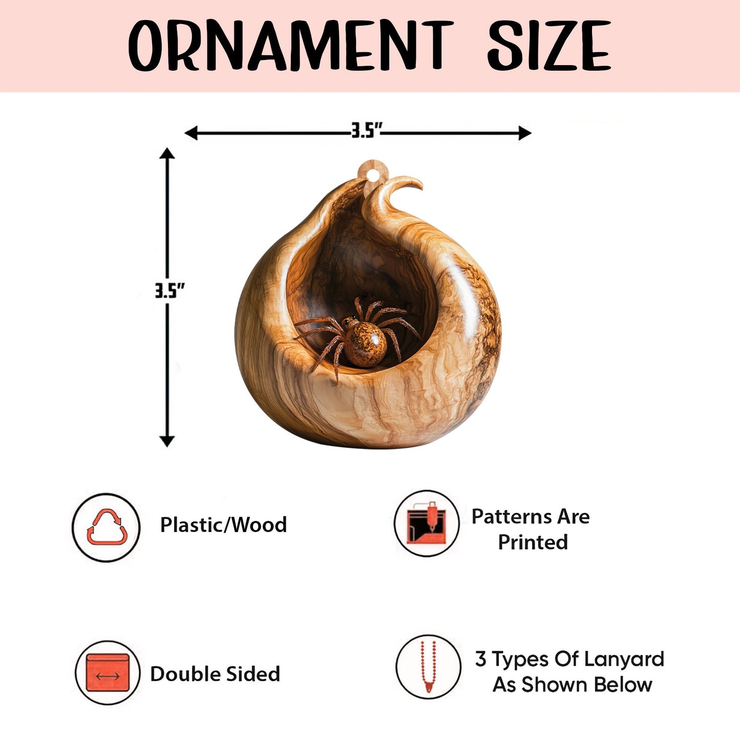 Spider 2D Flat Ornament, Spider Rearview Mirror Car Accessories, Spider Christmas Ornament, Spider Ornament, Gift for Spider Lover