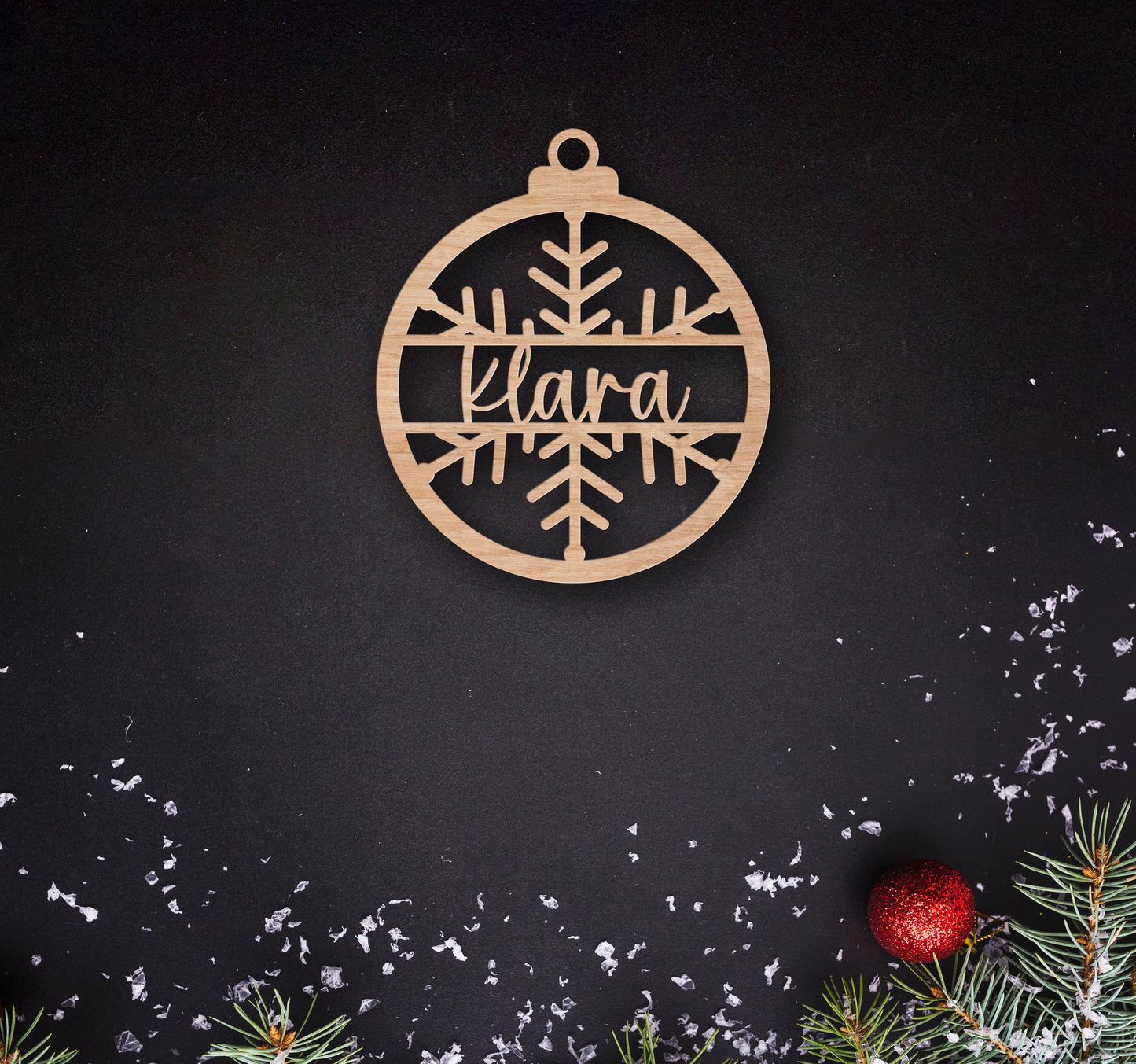 Custom Wooden Christmas Ornament: Personalized Name, Pet Paw