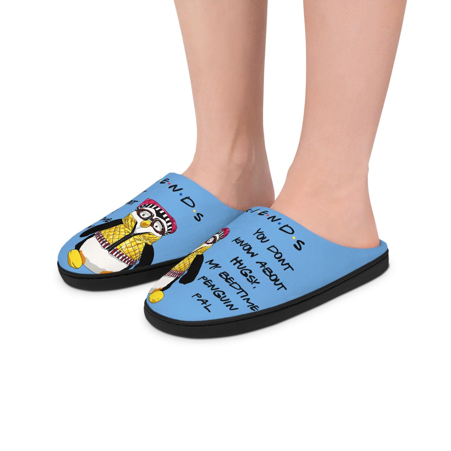 Friends TV Show Slippers, Women's Indoor Slippers, Hugsy slippers, Joey, Bedtime penguin pal, comfy slippers Friends Gift