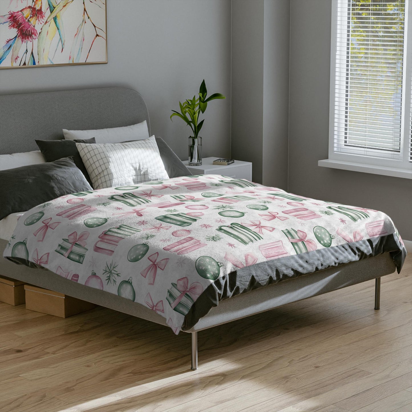 Coquette Book Lovers Blanket Pink Bow Christmas Fleece Throw Bookish Coquette Holiday Reading Blanket Christmas Gift Ideas for Book Worms