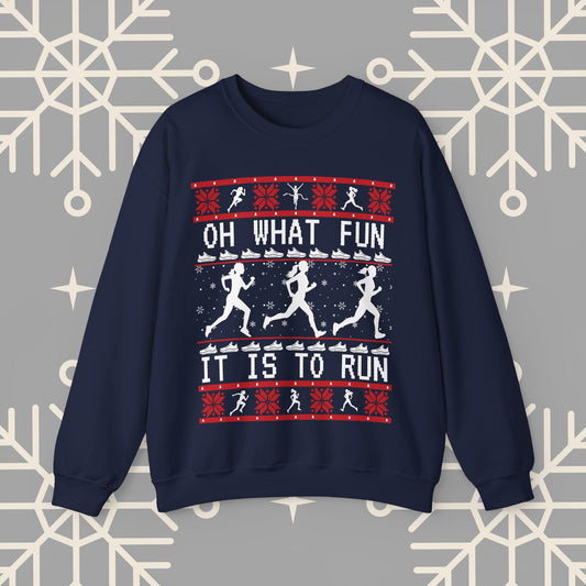 Women's Christmas Running Sweatshirt, Runner Ugly Christmas , Funny Running Shirt for Women, Holiday Run Crewneck, Gift for Runner