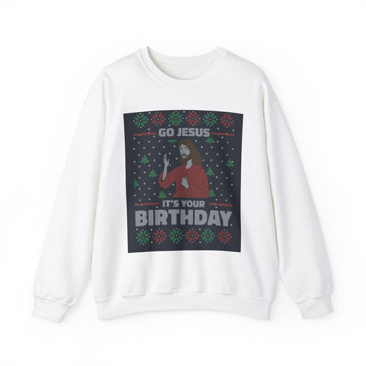 Jesus Birthday Ugly Sweatshirt - Christmas Holiday Jumper, Religious Christian Gift Apparel, Unisex Winter Crewneck Pullover,