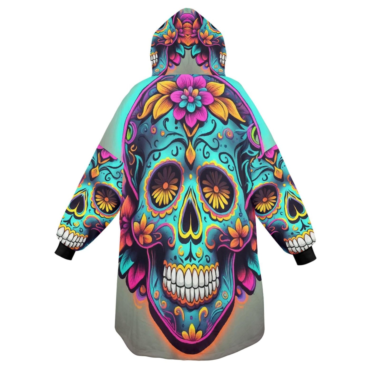 Sugar Skull Blanket Hoodie Día De Los Muertos Chicano Art
