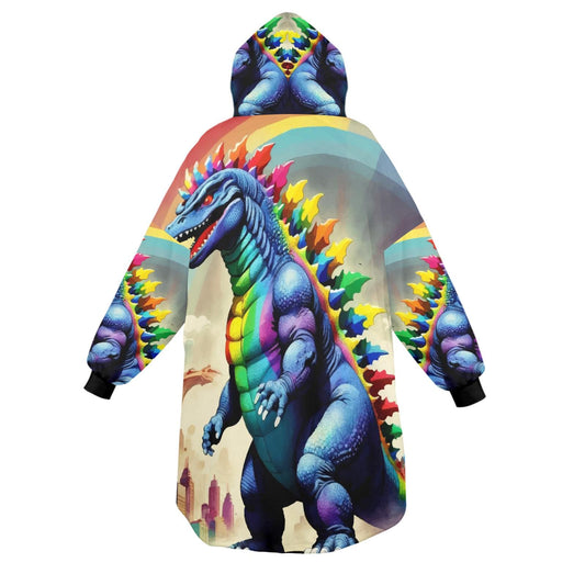 Godzilla Blanket Hoodie Rainbow Kaiju Fleece Lounger