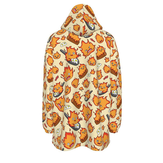 Calcifer Blanket Hoodie | Cozy Fire Wearable Blanket | Anime Loungewear