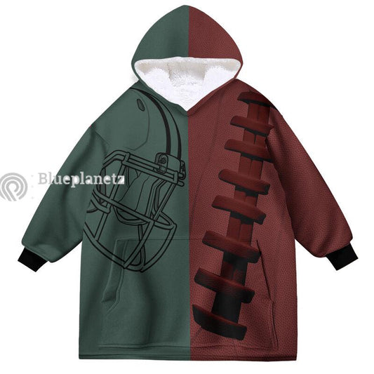 Custom Football Team Hoodies Blanket, Personalized Wearable Hoodies Blanket, Custom Team Name Oversized Blanket, Football Fan's Gift