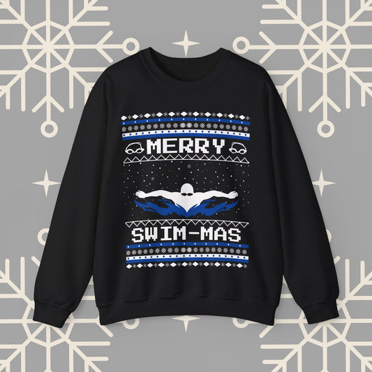 Merry Swim-mas Ugly Christmas , Swimming Christmas Sweatshirt, Funny Christmas Jumper, Gift for Swimmer, Swim Shirt for Men