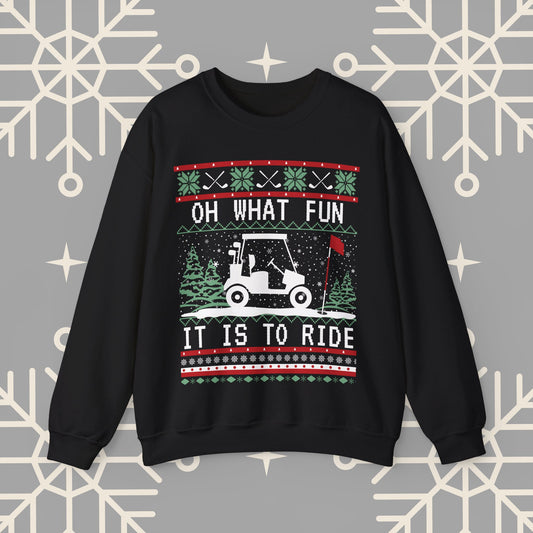 Christmas Golf Sweatshirt, Golf Cart Ugly Christmas , Funny Golf Jumper, Holiday Golfing Pullover, Gift for Golfer