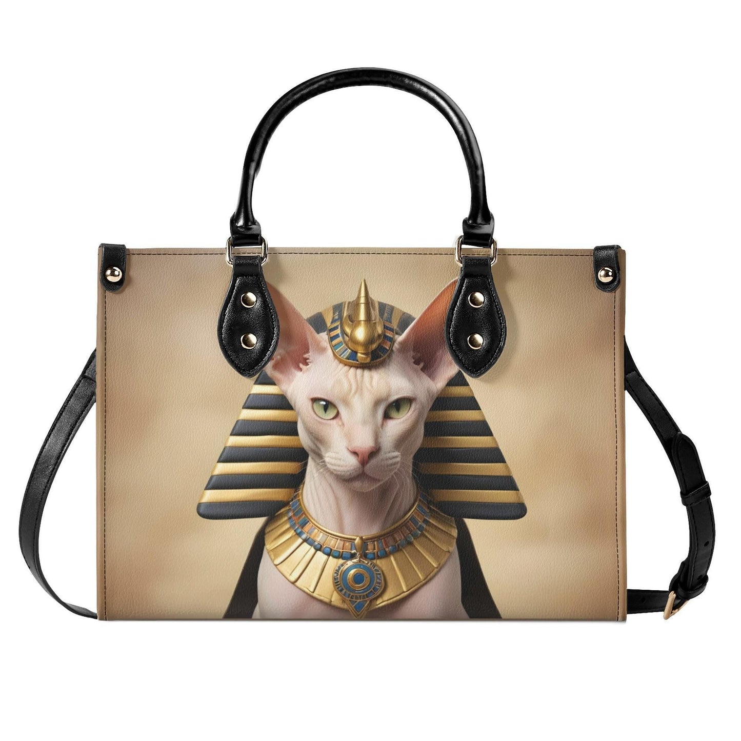 Pharaoh Egyptian Cat Crossbody Bag - Unique Designer Purse, Vegan Leather Gift for Cat Lovers