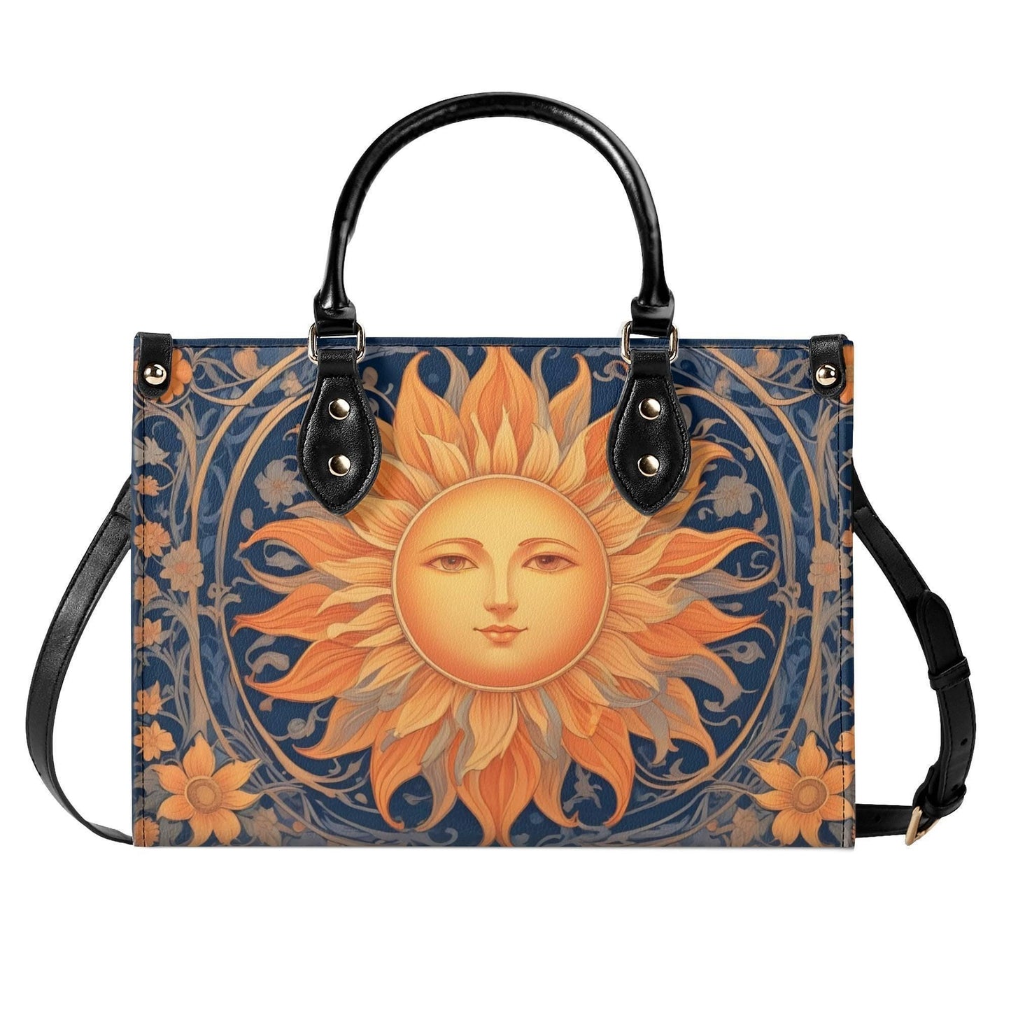 Sun Design Crossbody Bag - Unique Vegan Leather Purse, Luxury Nature-Inspired Gift for Women