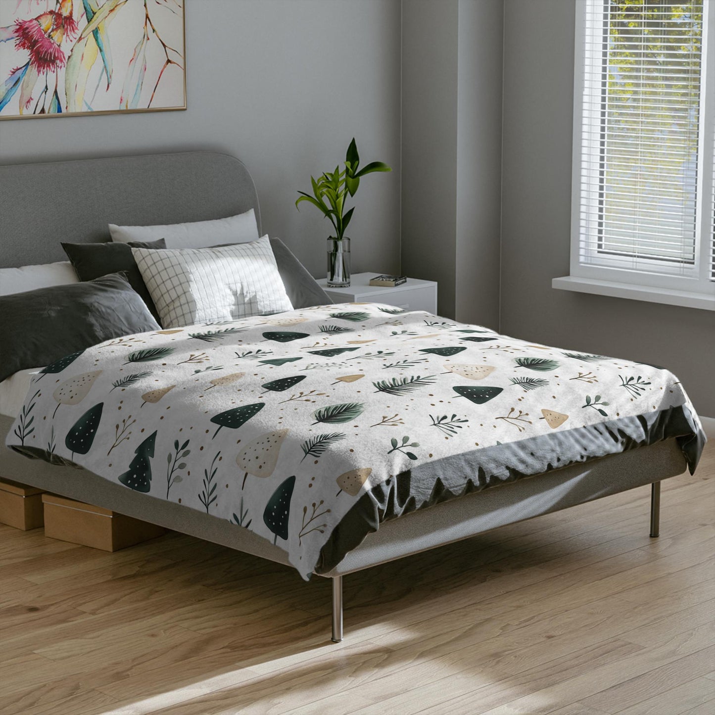 Evergreen Trees Christmas Blanket Green and Gold Holiday Tree Fleece Throw Blanket Christmas Lap Blanket Gift for Family Friends Coworkers