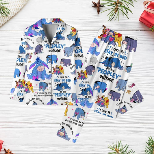 Winnie The Pooh Eeyore Pajamas, Eeyore Dokey Pajamas, It's Too Peopley Outside , Pooh Bear Shirt, Gift For Him