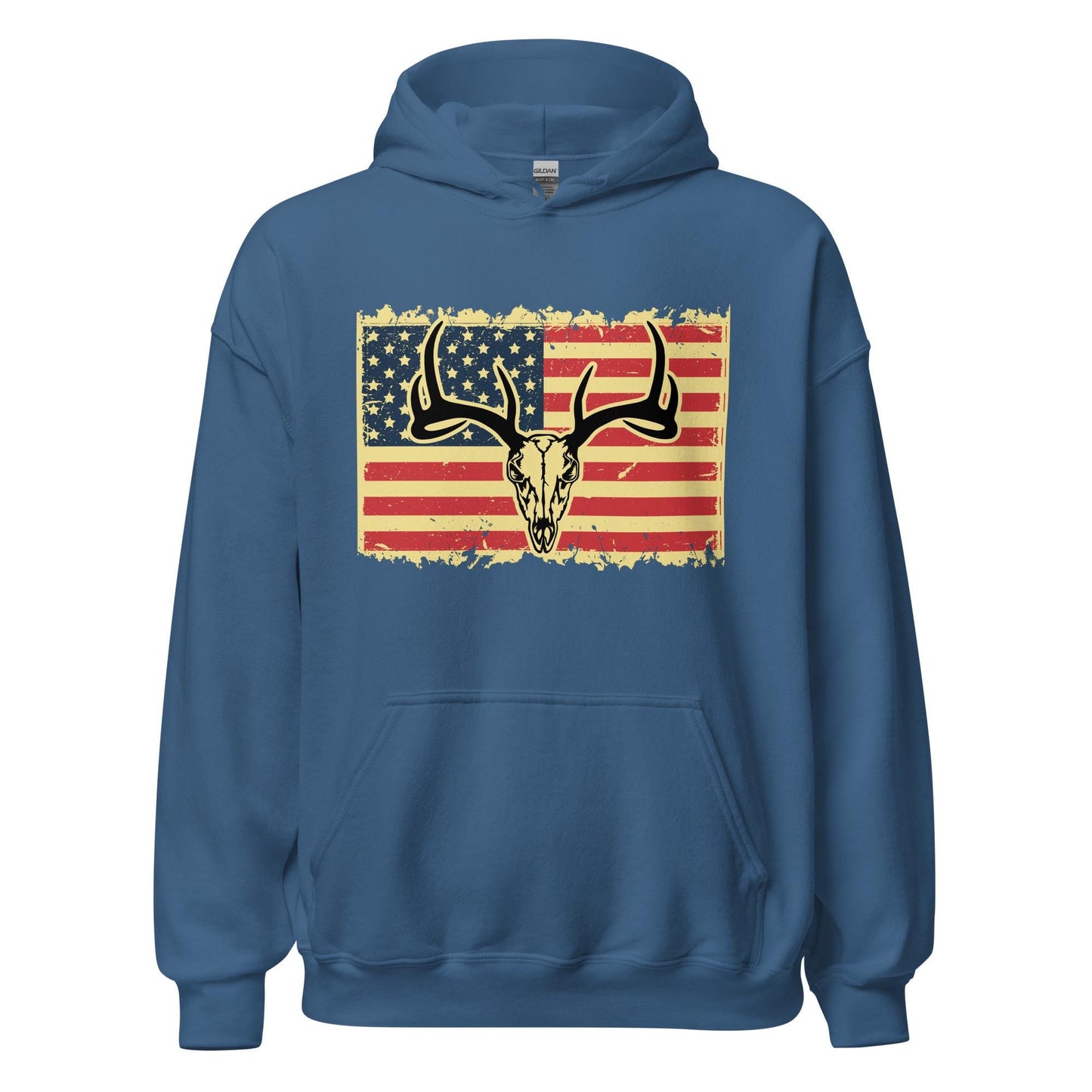 Deer skull American flag Hoodie, hunting hoodie, mens hunting hoodies, hunting gifts for men, gift for hunter,