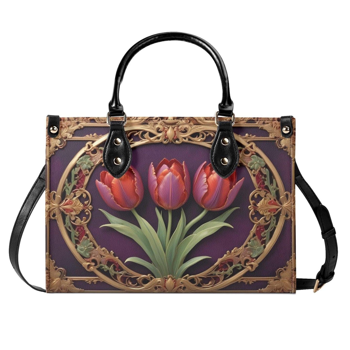 Tulips Bag Cute Crossbody Bag Unique Purse Cute Purse, Luxury Bag Vegan Leather Bags Printed Designer Bag
