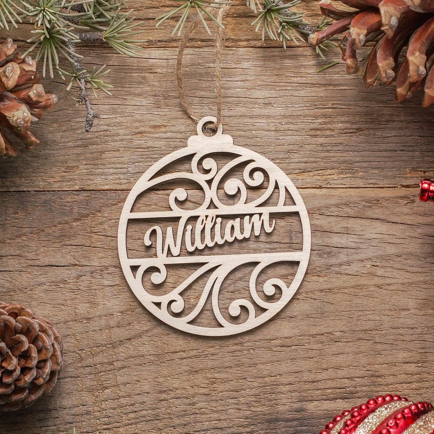 Personalized Name Christmas Ornament, Custom Name 2024 Custom Wood Christmas Ornament Keepsake