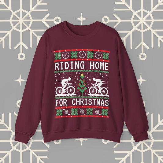 Riding Home For Christmas, Cycling Ugly Christmas , Bicycle Sweatshirt, Funny Biking Jumper, Bike Christmas Shirt, Gift for Cyclist