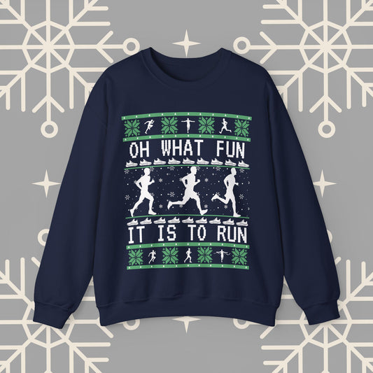 Men's Christmas Running Sweatshirt, Runner Ugly Christmas , Funny Running Shirt for Men, Holiday Run Crewneck, Gift for Runner
