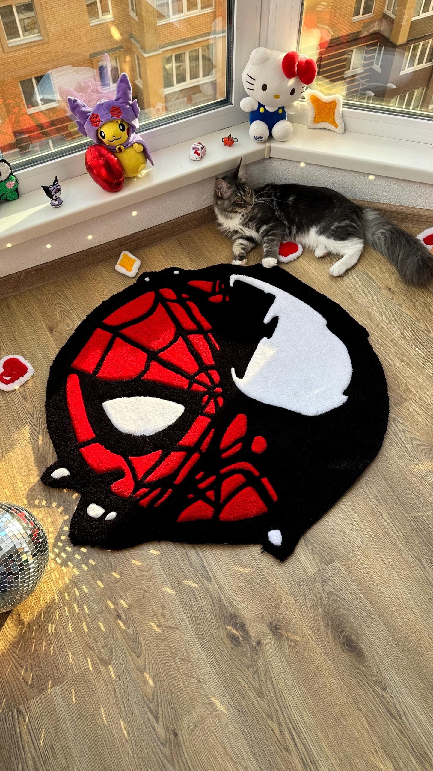 Head Tufted Rug – Cute Puffy Rug, Handmade Fluffy Decor, Kids Room or Bedroom Rug, Unique Gift for Comic Fans