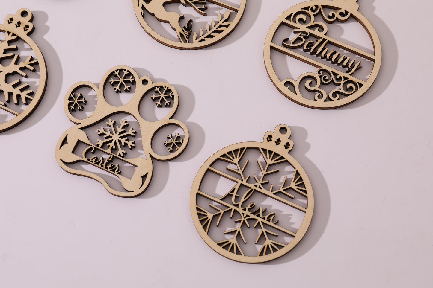 Custom Wooden Ornaments, Christmas Gift, Holiday Gift, Laser Cut Ornament, Engraved Gift, Christmas Tree Decor, Rustic Decor, Wood Gift