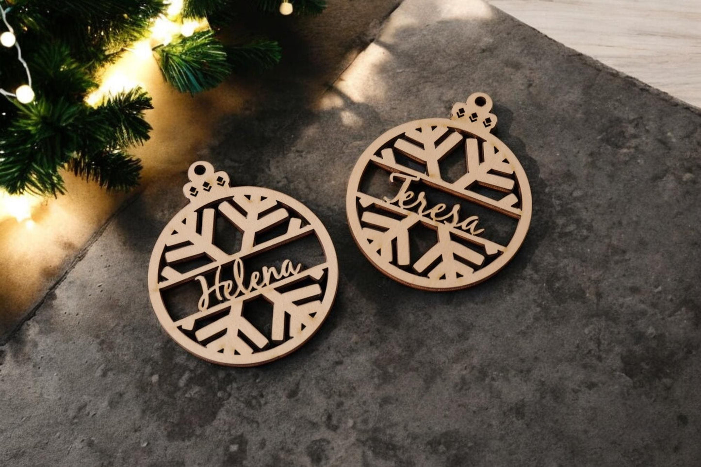 Wooden Ornament, Personalized Christmas Gift, Custom Name, Laser Cut Ornament, Engraved Ornament, Personalized Decor, Christmas Ornament
