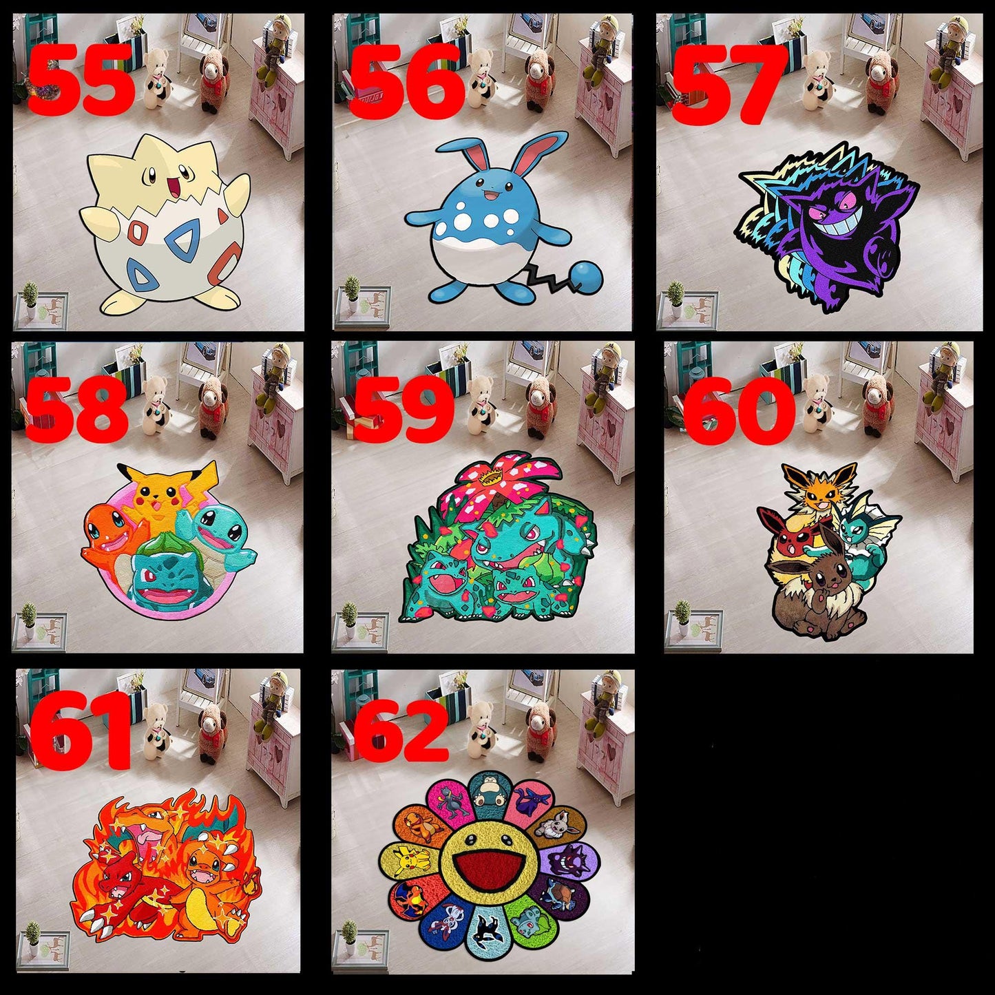 Charmander rug, Skeleton charmander rug, Charizard rug, Blastoise rug, Snorlax rug, Balbasaur rug, Gengar rug, custom rug, cartridge rug