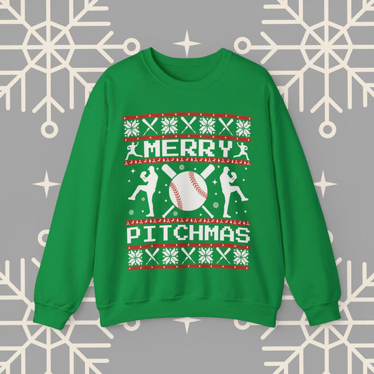 Merry Pitchmas Ugly Christmas , Baseball Christmas Sweatshirt, Funny Baseball Shirt, Gift for Baseball Player