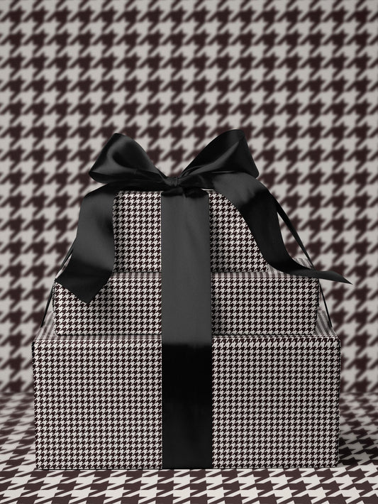Houndstooth Gift Wrap Paper Vintage Wrapping Paper Black and White Plaid Gift Wrap College Gift for Her Decorative Paper Wrapping Supplies