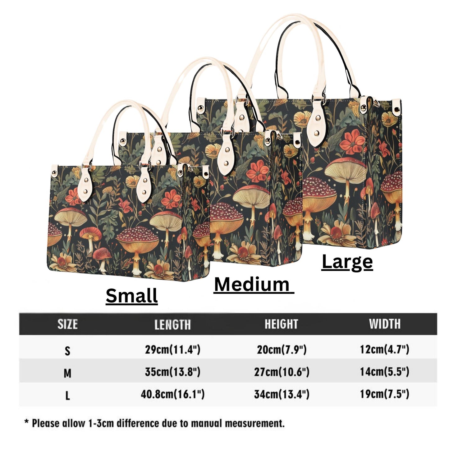 Mushroom Meadow Bag - Vegan Leather, Crossbody or Shoulder, Tote bag, large handbag, gift idea