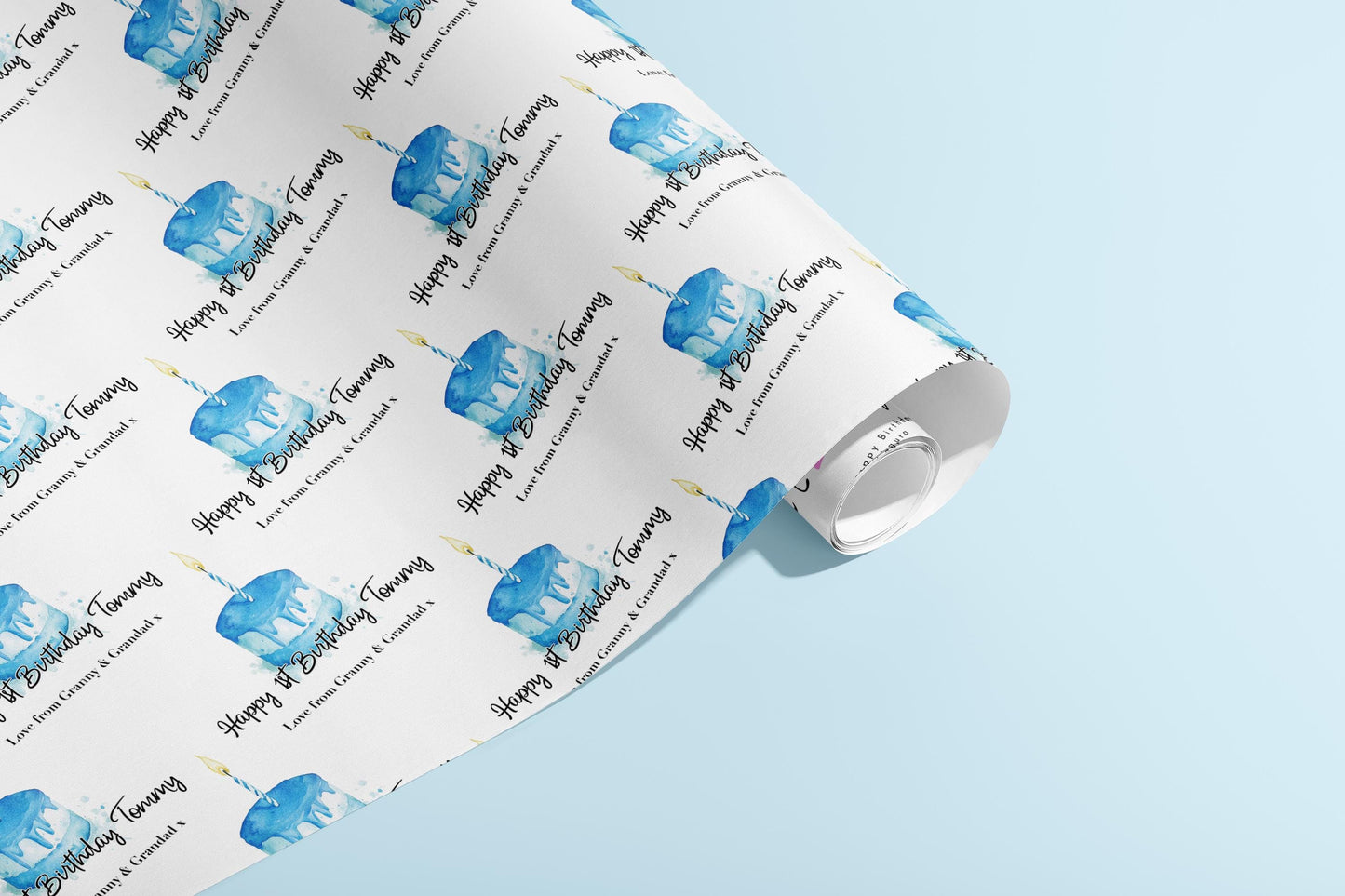 Personalised 1st Birthday Gift Wrap, Wrapping Paper, Blue, Your Age, Name, Customised, Party, Paper, Your Age, Anniversary, Recycle, Eco
