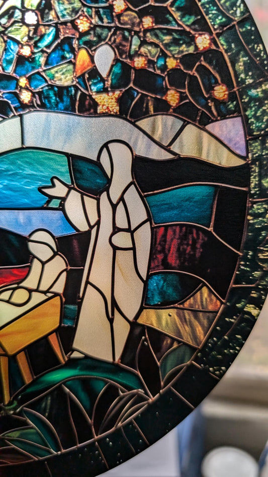 Nativity: Stained Glass Style Window Hanging