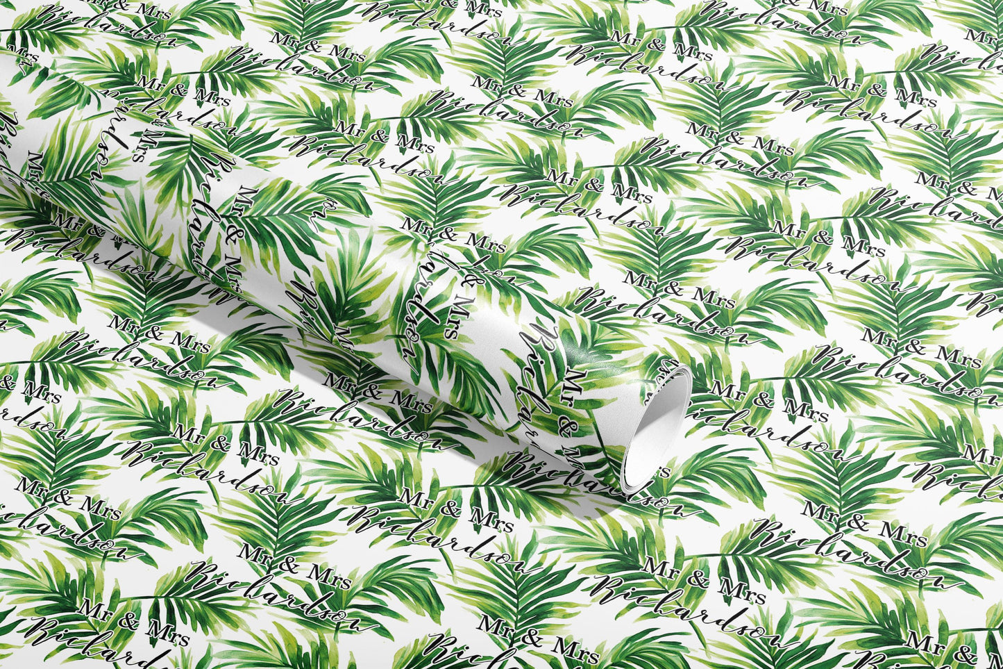 Personalised Wrapping Paper, Gift Wrap, Wedding, Your Names, Birthday, Ferns, Customised, Engagement, Couples, Greenery, Anniversary